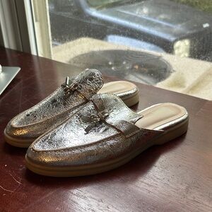 Dolce Vita Metallic Silver Crackle Slip-On Mules
